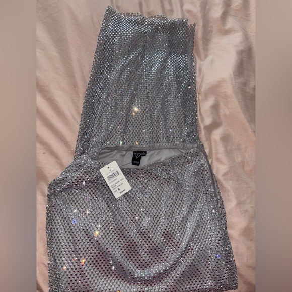 Windsor Cue The Sparkle Rhinestone Fishnet Maxi Skirt Brand New with Tags- Small - Picture 7 of 9